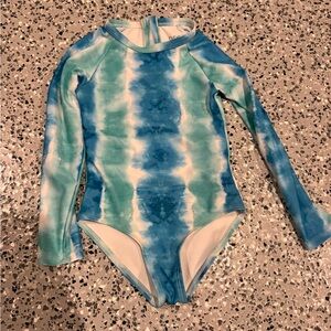 DSG Aqua and White Long Sleeve Swimsuit